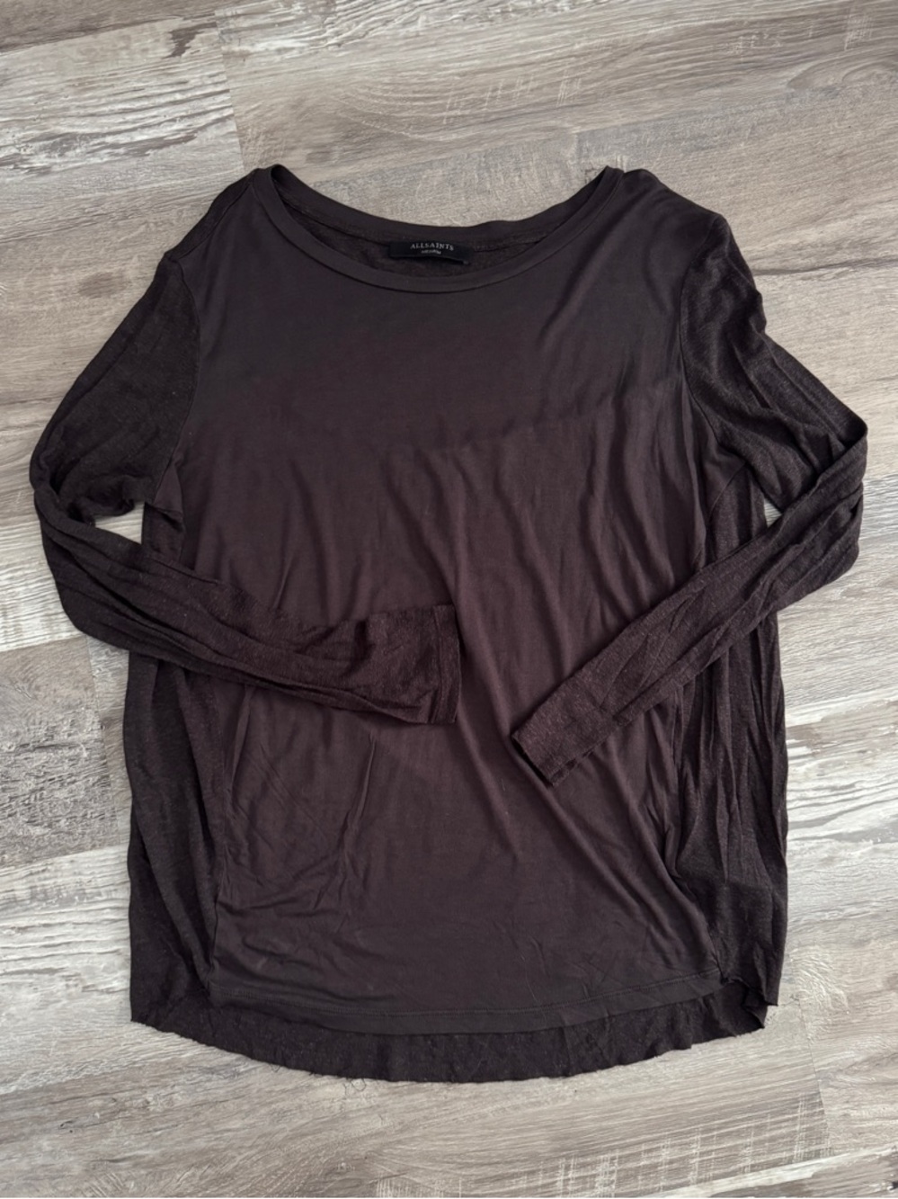 Allsaints Calder Top Long Sleeve Crew Neck Medium